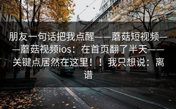 朋友一句话把我点醒——蘑菇短视频——蘑菇视频ios：在首页翻了半天——关键点居然在这里！！我只想说：离谱